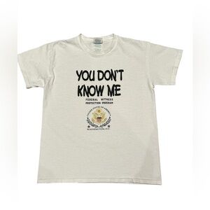 Delta Pro Weight White Graphic T Shirt You Don’t Know Me Funny Youth M 10-12
